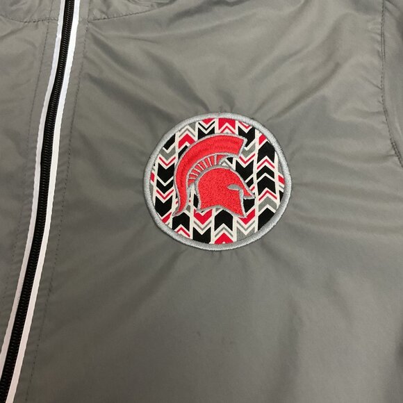 Charles River Gray Lightweight Zip-Up Jacket With Red Spartan Patch Logo size L - Picture 2 of 6